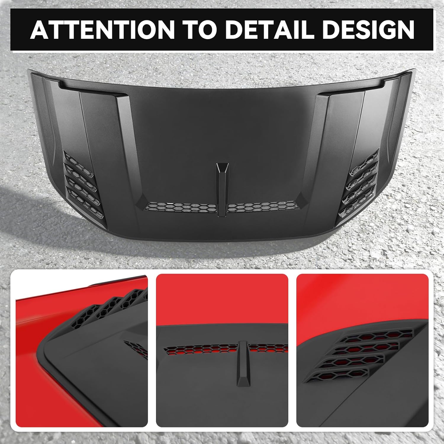 Hood Scoop Cover for Ford bronco 2021-2026 2/4 door, ABS Plastic matte black hood scoop grille for Ford bronco 2021 2022 2023 2024 2025 2026 (Not fit for Ford Raptor and Sport)