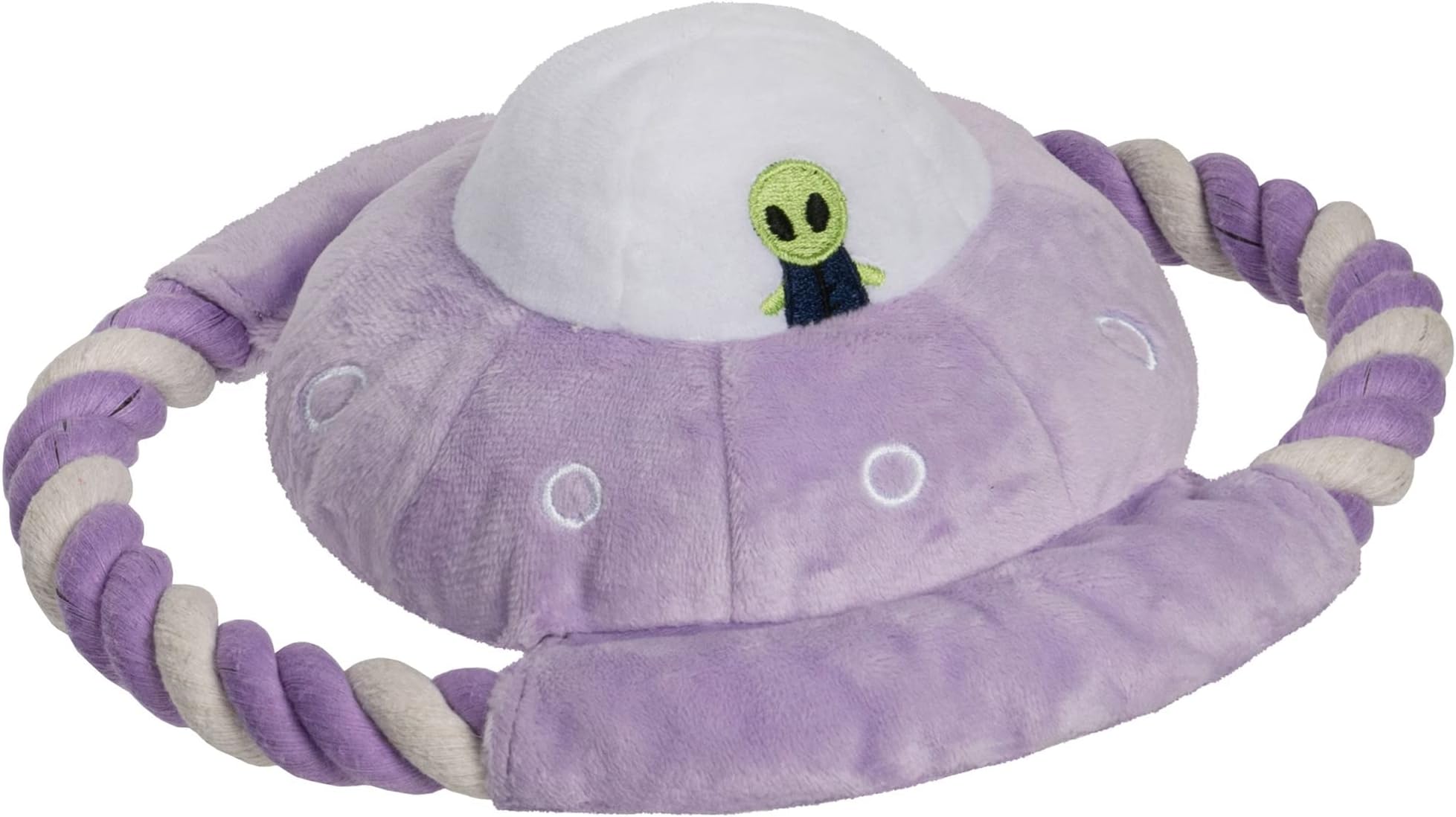 FurhavenPlush & Rope Space Explorers UFO Squeaky Dog Toy - Lavender, One Size