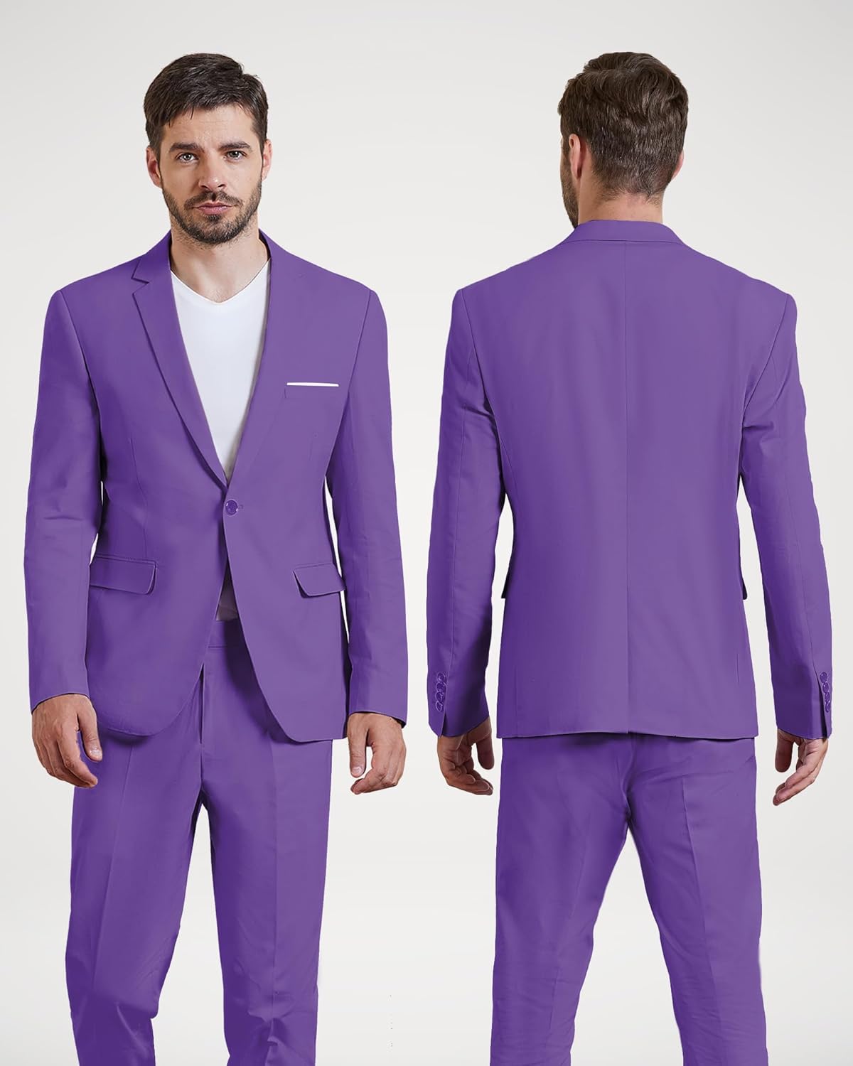 MY'S Men's Casual Two Button Linen Suit Jacket, Slim Fit Business Daily Sport Coat Lightweight Blazer - Image 2