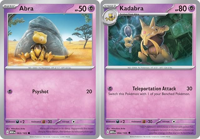 Kadabra 064 165 - Abra - Pokemon 151 - Evolution Card Lot