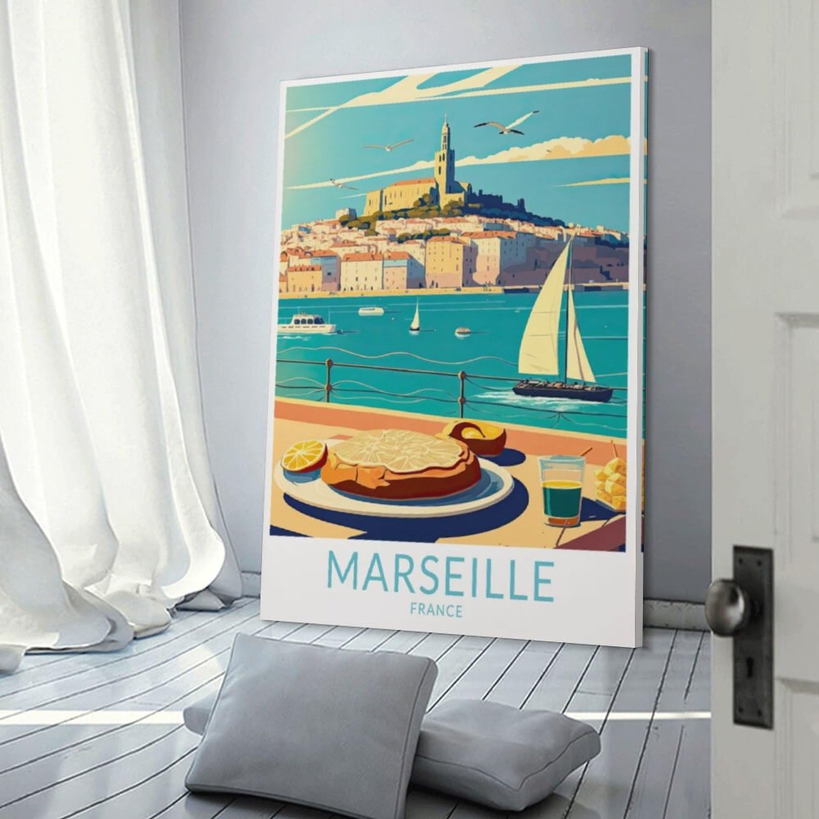 Poster Vintage Marseille - Décoration Murale 20x30cm - Style Rétro France - Pour Salon, Bureau, Chambre