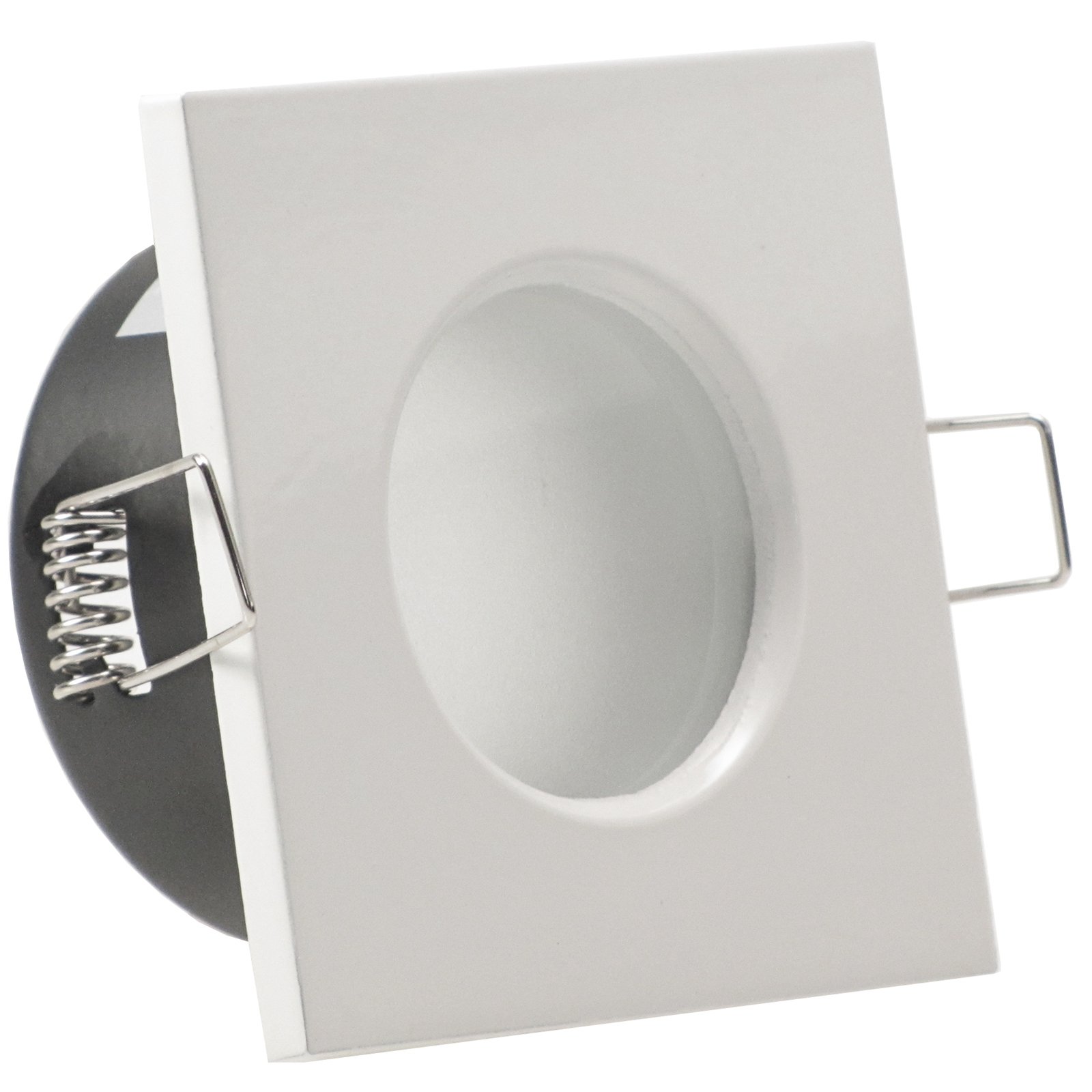 trendlights24 AQB LED Decken Einbaustrahler Bad IP65 3er Set 6W 12V & Trafo | Weiß, eckig, Kaltweiß, 6000k, Niedervolt, GU5.3, Spot, austauschbar, Einbauleuchte, Dusche, Feuchtraum, innen, außen