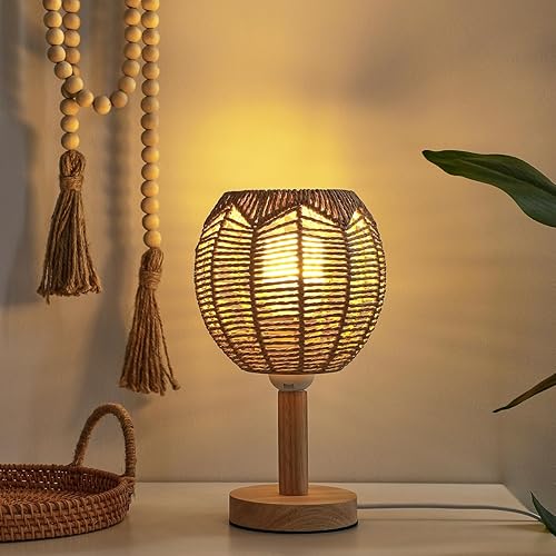 Miniatura 9 de DOITOOL 2 pantallas de lámpara colgante de ratán, pantalla de araña de cesta de ratán, pantalla tejida, pantalla de ratán para decoración del hogar,