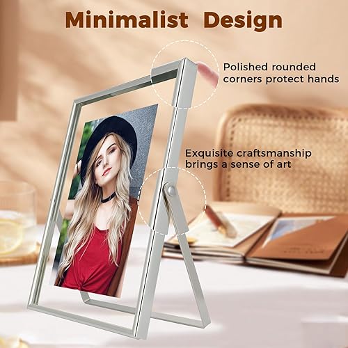 Vista 187 de Marco flotante de oro rosa de 6 x 8 pulgadas con corazón romántico, para tamaños de imagen de 5 x 7, 4 x 6, 3 x 5, marco de fotos de estante de oro