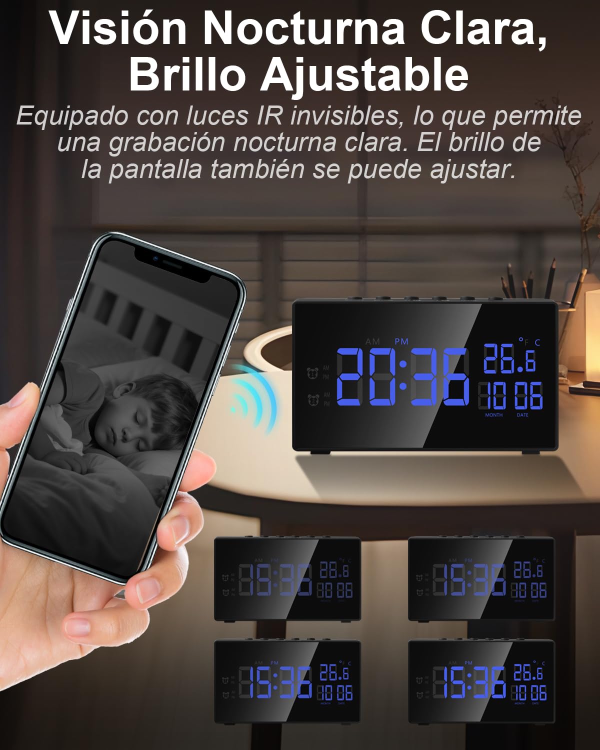 Cámara Espía Oculta WiFi, 5G Mini Camara Espia Inalambricas Despertador | Doble Banda Reloj con Cámara 1080P HD, Visión Nocturna Detección de Movimiento, Ángulo 120° App Tuya Vigilancia Interior