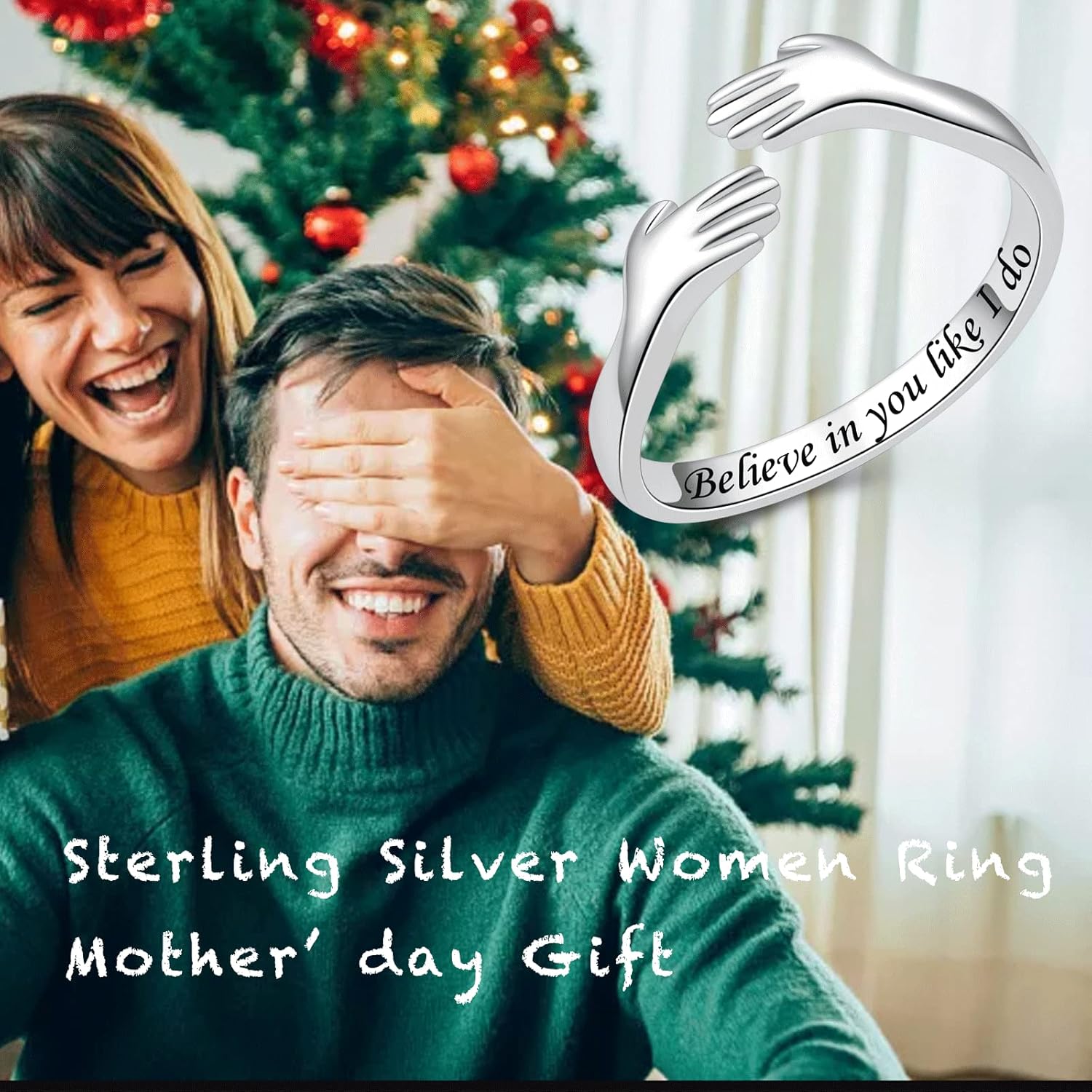 925 Sterling Silver Hug Rings for Women Silver Hugging Ring Jewelry Rings Always My Daughter Forever My Friend Ring for Teen - Image 3