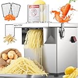 NEWTRY 4 in 1 Commercial Vegetable Processor Electric Veggie Fruit Slicer Dicer Shredder & Strip Crinkle Cutter All Stainless Steel 110volt 200W