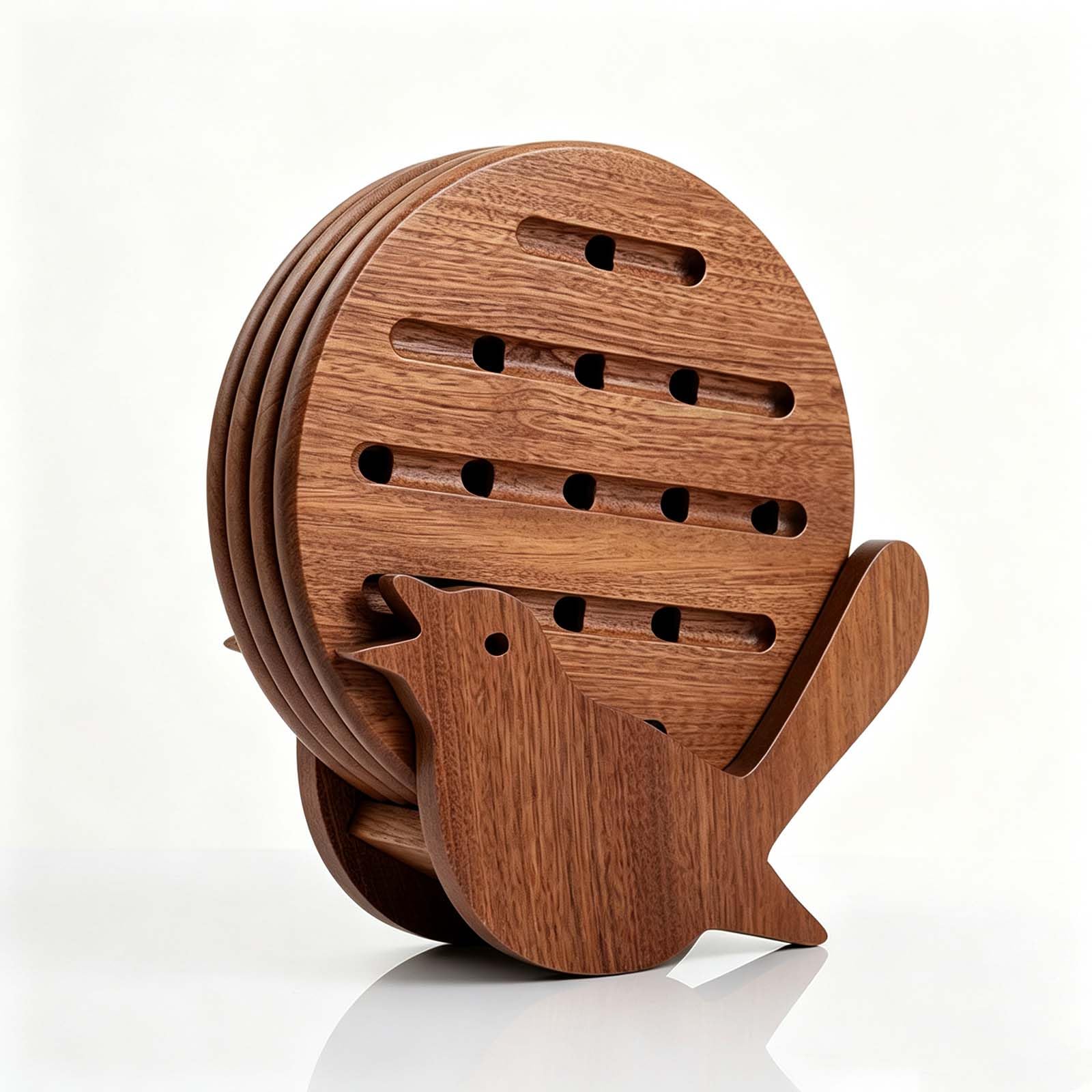 Dessous de Plat en Bois Massif avec Support de Rangement,