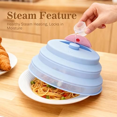 Miniatura 3 de Funda plegable para microondas con vaporizador de agua, cubierta de silicona para salpicaduras y tapa de vapor, 10 pulgadas, libre de BPA, apta para