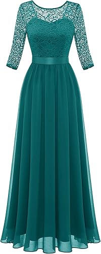 BeryLove Vestido de graduación para mujer elegante de manga larga formal vintage cóctel fiesta maxi vestido
