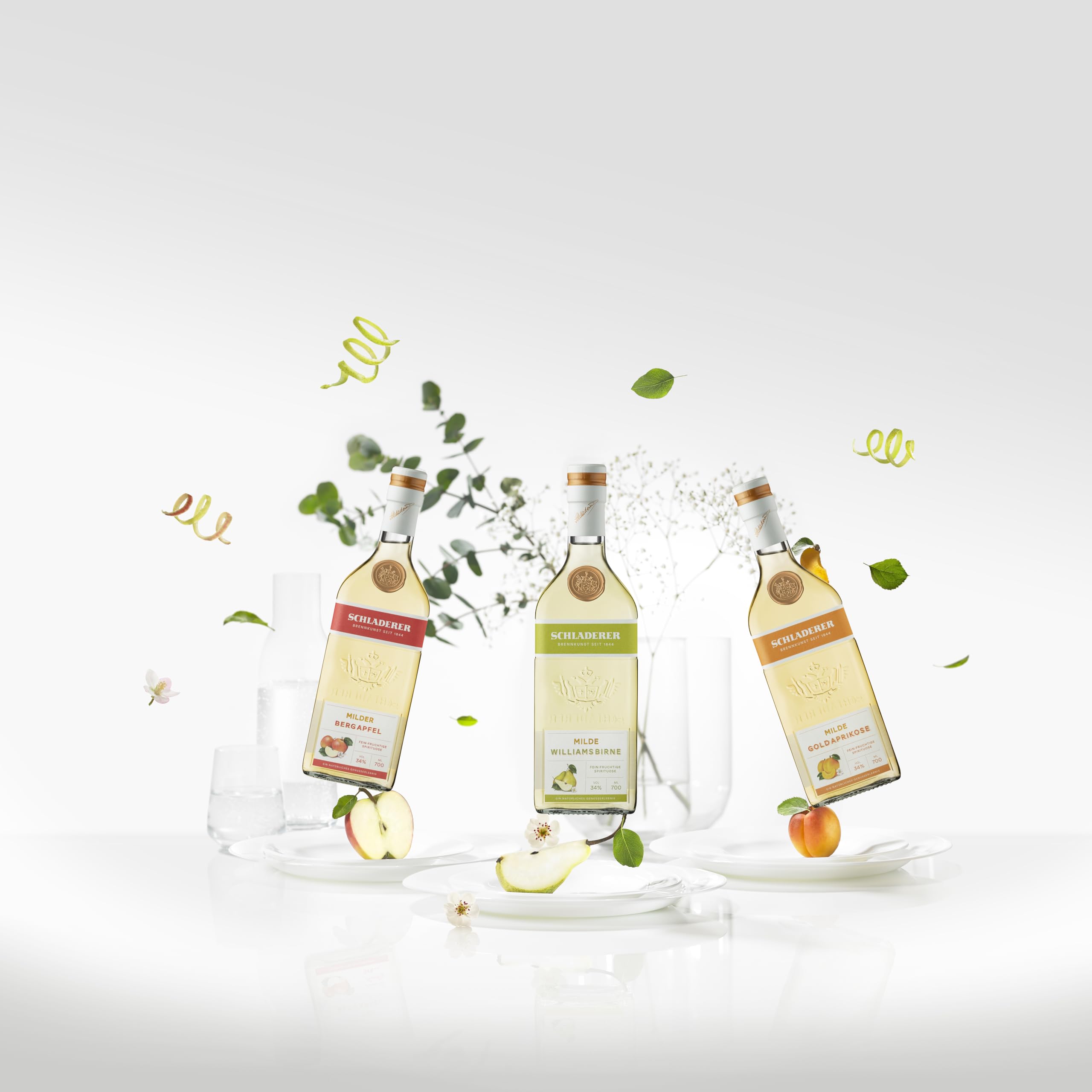 Digestif Set - Die Feinen Milden von Schladerer - Tasting-Set mit Goldaprikose, Bergapfel & Williamsbirne - Spirituose (3 x 700 ml)