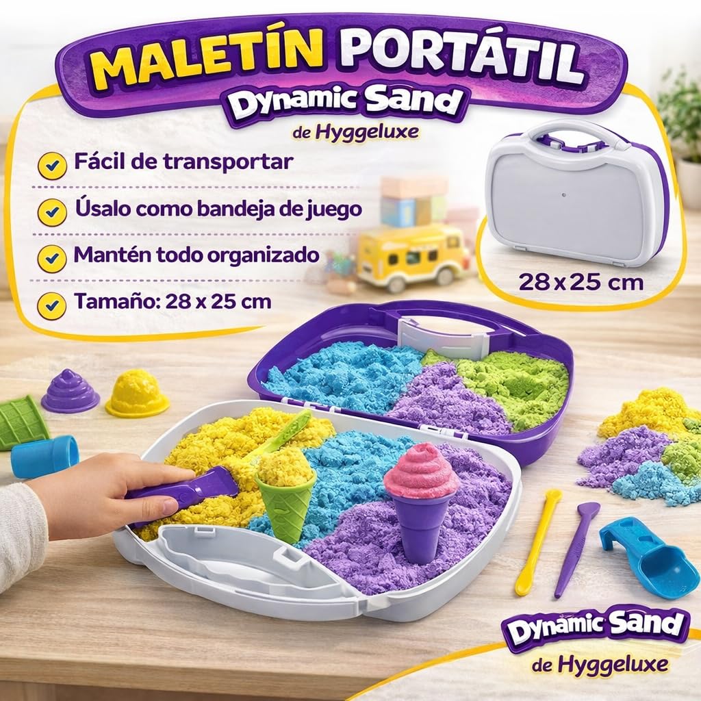 Maletín de actividades y arena mágica con Moldes de Helados – Arena Cinética – Maletín Portátil con Herramientas y Figuras 3D – Juguete Sensorial Educativo para niños y niñas de 3 4 5 6 7 8 años — view 5