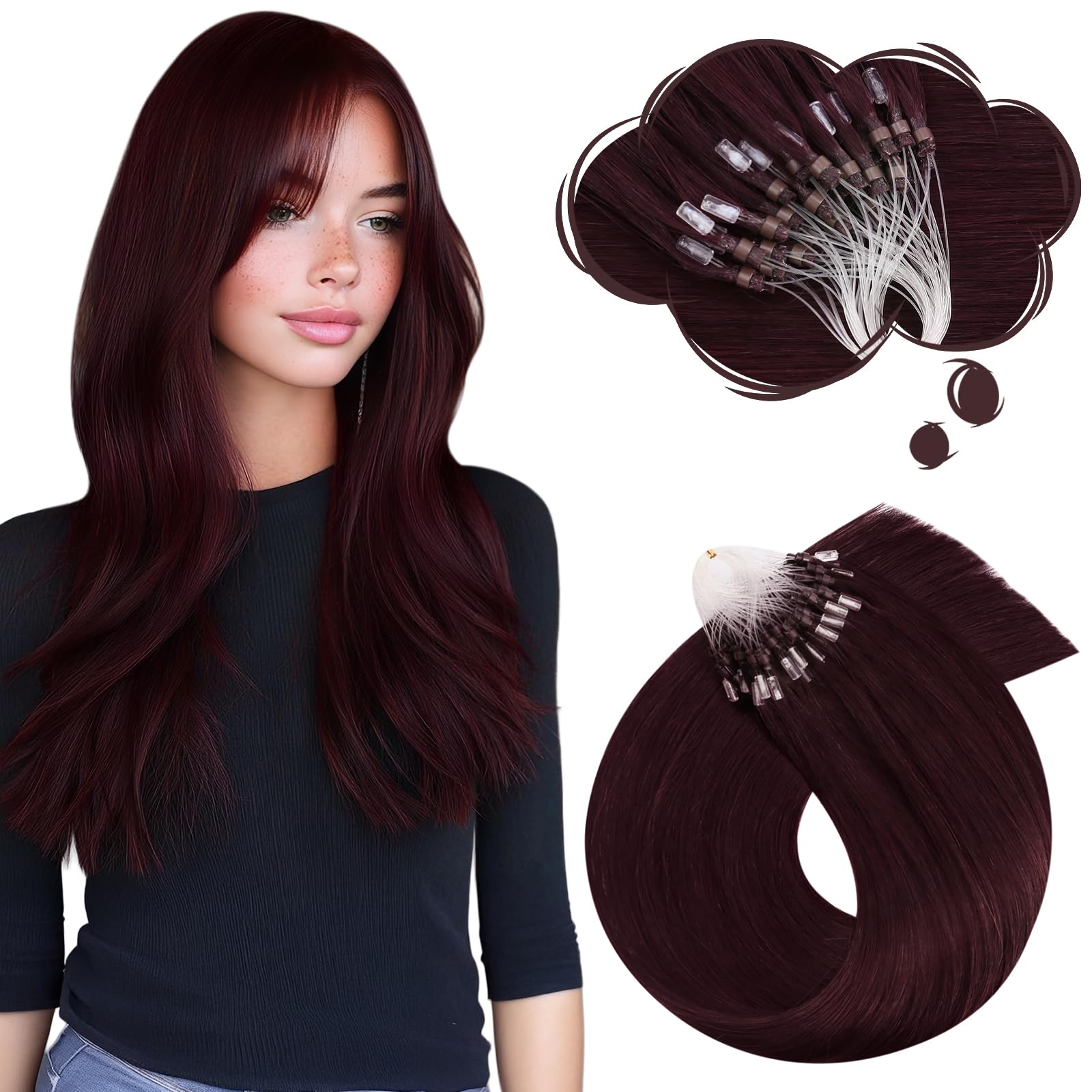 Moresoo Nano Hair Extensions Real Human Hair 16 Inch 50g/Pack Ash Blonde Highlight Nano Beads Hair Extensions Human Hair 1g/s Remy Straight Hair #P18/613 — view 52