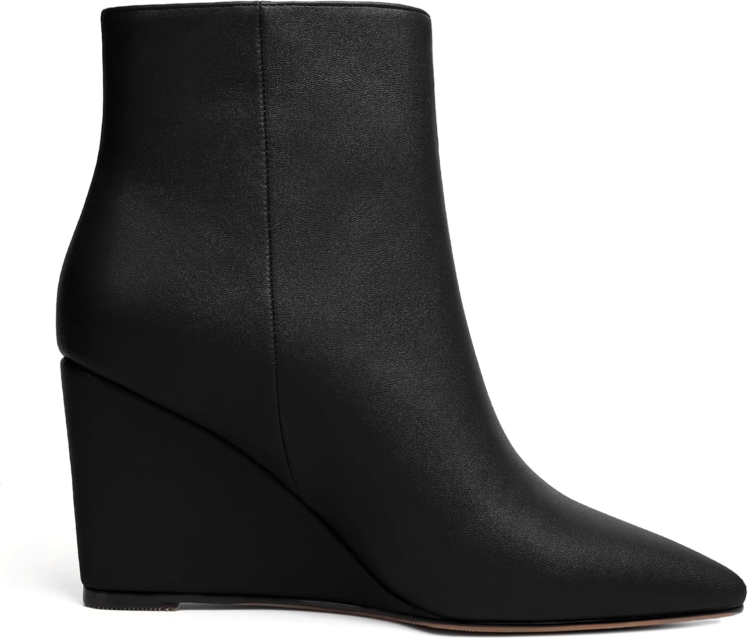 Eldof Wedge Heel Ankle Boots for Women with Zip Closure Pointed Toe Wedge Booties Party Dress Fashion Short Booties 3.5 Inch