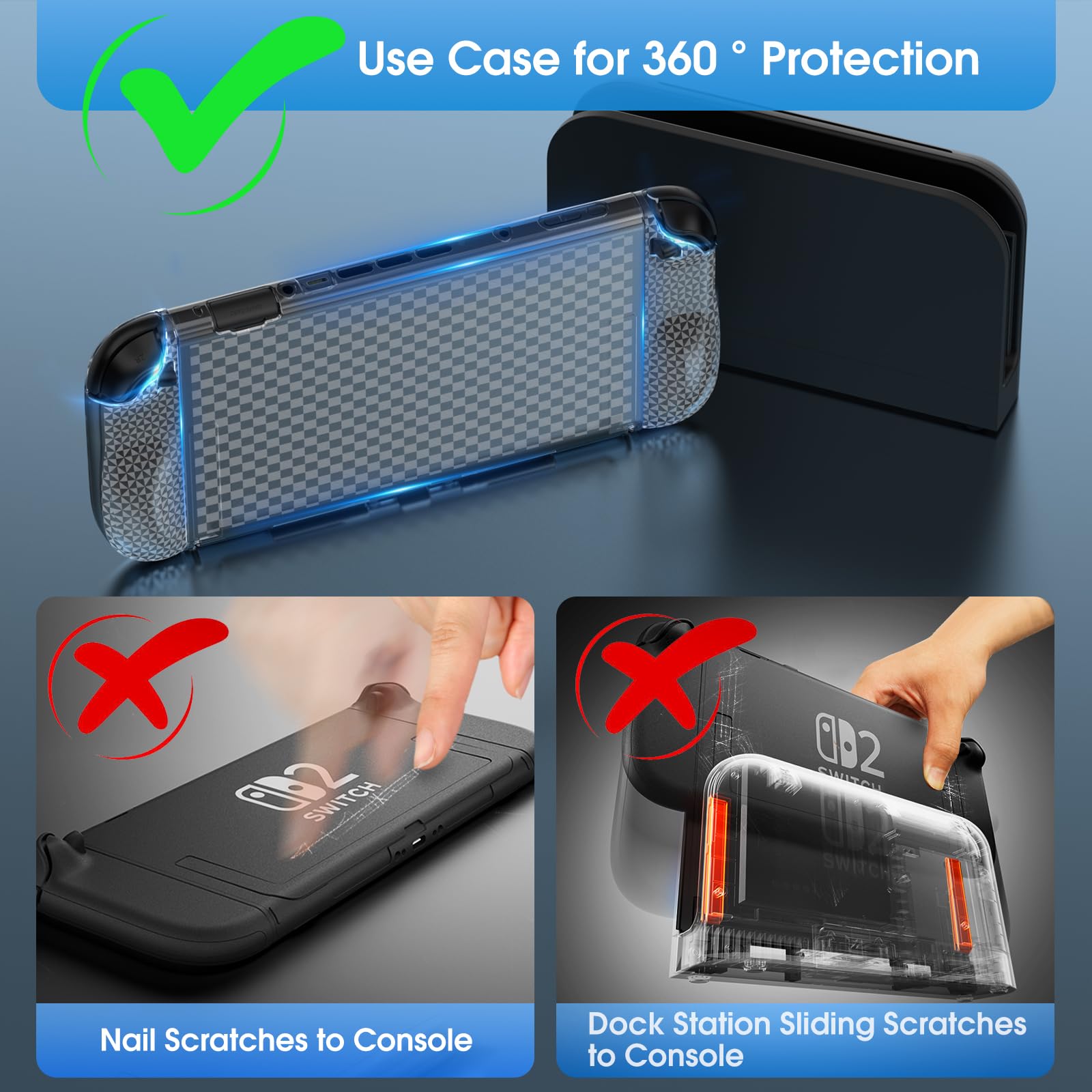 HEYSTOP [120 Pezzi] Cover Protettiva per Console Nintendo Switch 2, Dockable Custodia Protettiva per PC, TPU Joycon Cover con Protezione per Lo Schermo per Accessori per Controller Nintendo Switch 2