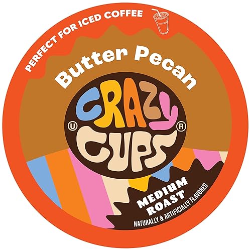 Crazy Cups - Cápsulas reciclables de café saborizado pmáquinas K-Cup de Keurig, caliente o helado, sabor a Butter Pecan Swirl (torbellino de