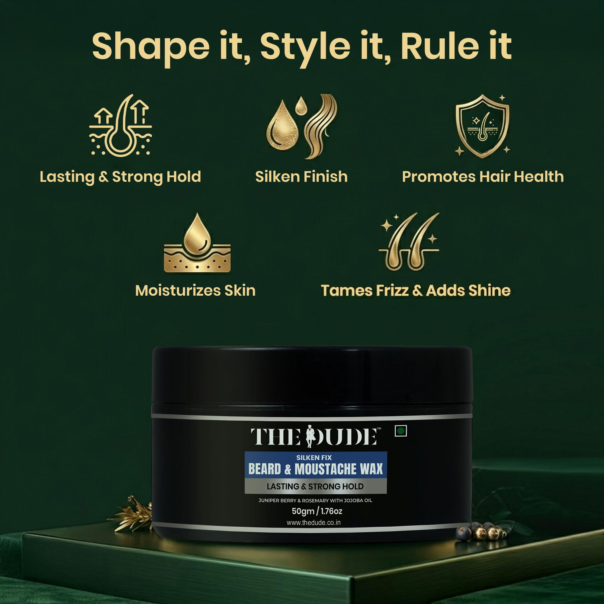 THE DUDE Silken Fix Beard & Moustache Wax for Men - 50 gm | Strong Natural Hold | Styles Beard Without Stiffness | Tames Unruly & Flyaway Beard Hair 2