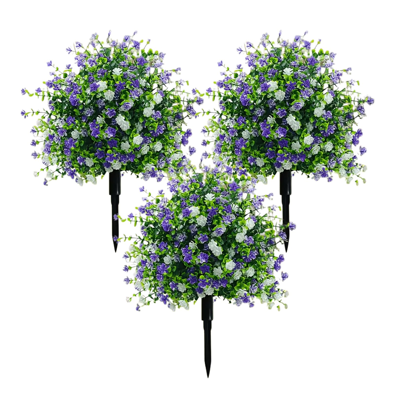 3Pcs Artificial Plants, Outdoor Faux Camellia Shrubs, UV Resistant Realistic Fake Flower Bushes with Ground Stakes, Fake Garden Plants for Window Boxes Front Porch Patio Indoor Outside Decor โ image 1