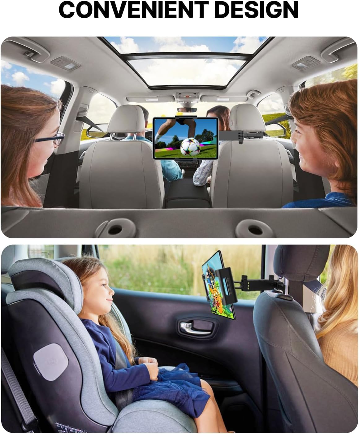 Owleys Tablet Holder for Car Headrest - Car Accessories for Kids - iPad Holder for Car Backseat - Adjustable Tablet Stand - Kids Road Trip Essentials - for iPad Air Pro Mini Galaxy 1pc