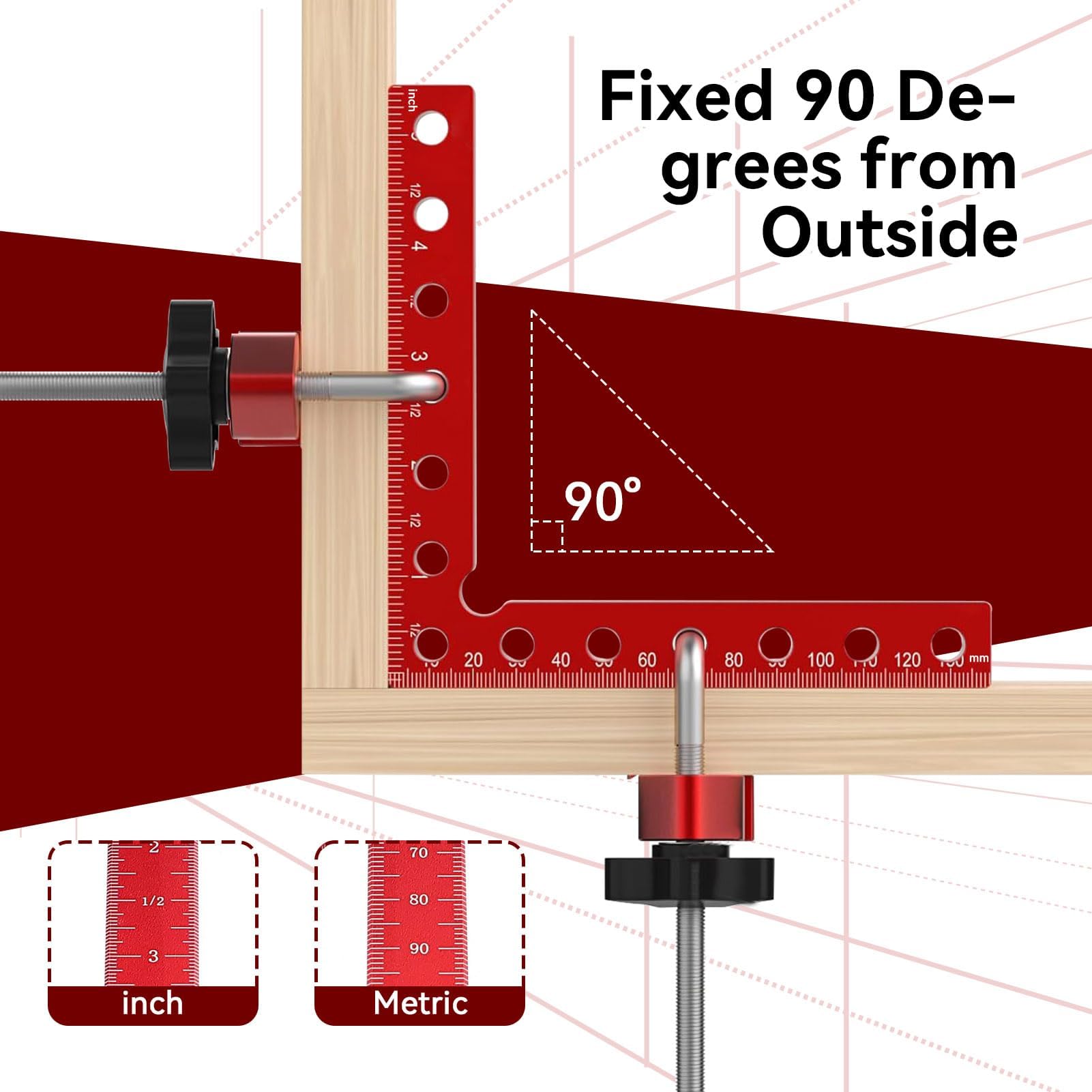 Ángulo de posicionamiento de 90 grados, abrazadera de ángulo de 140 mm/5,5 pulgadas de aluminio multifuncional, abrazaderas de ángulo recto para herramientas de carpintería para bricolaje, artesanía