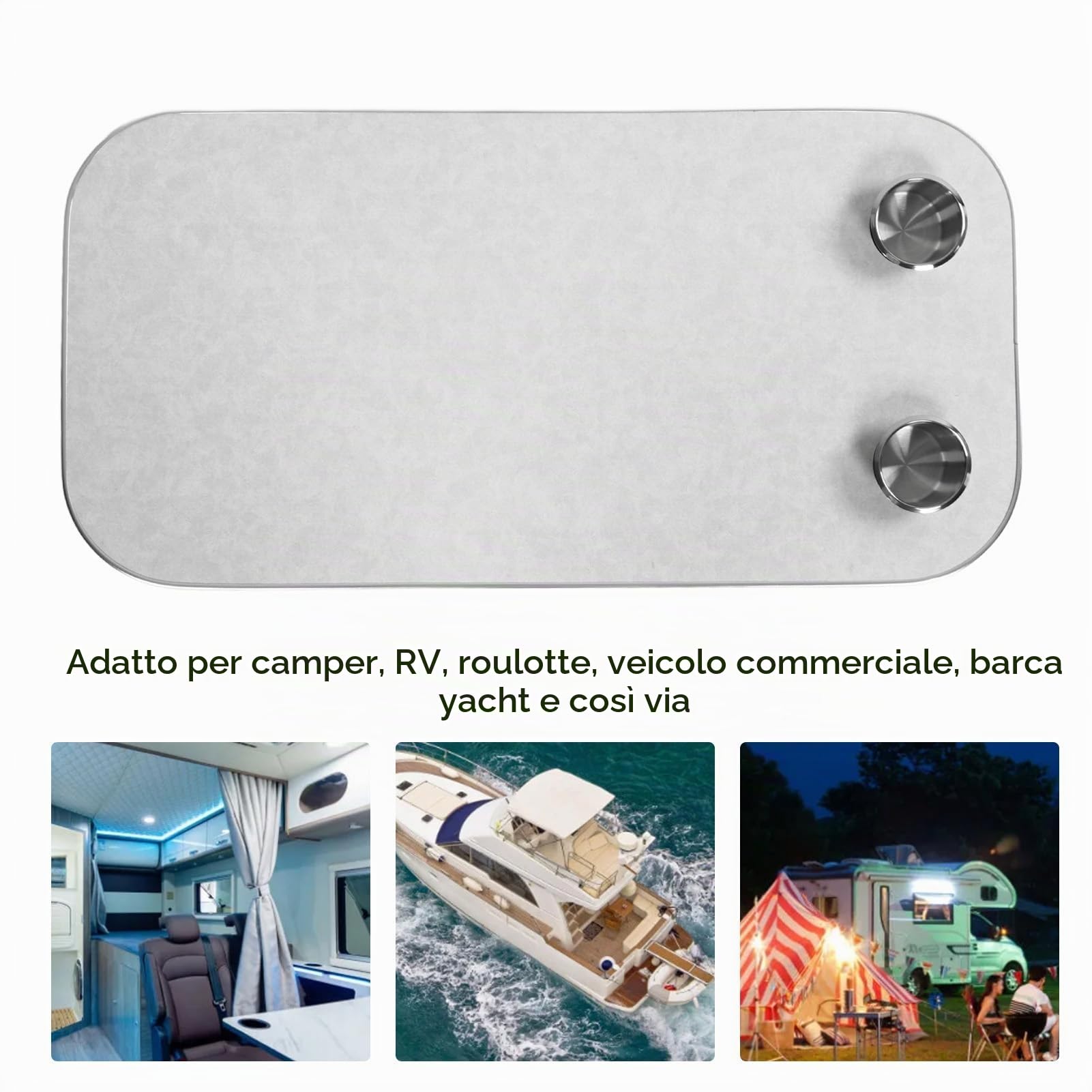 Tavolo da barca marittimo, tavolo rimovibile resistente alle intemperie con 2 tazze per Wohnmobile (Bianco)