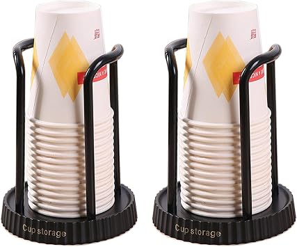 2-Pack Bathroom Cup Dispenser Plastic Fit 3-7 oz Cup Holder Paper Cup Storage Mouthwash Cups Holder for Rinsing Cups On Bathroom Vanity Black