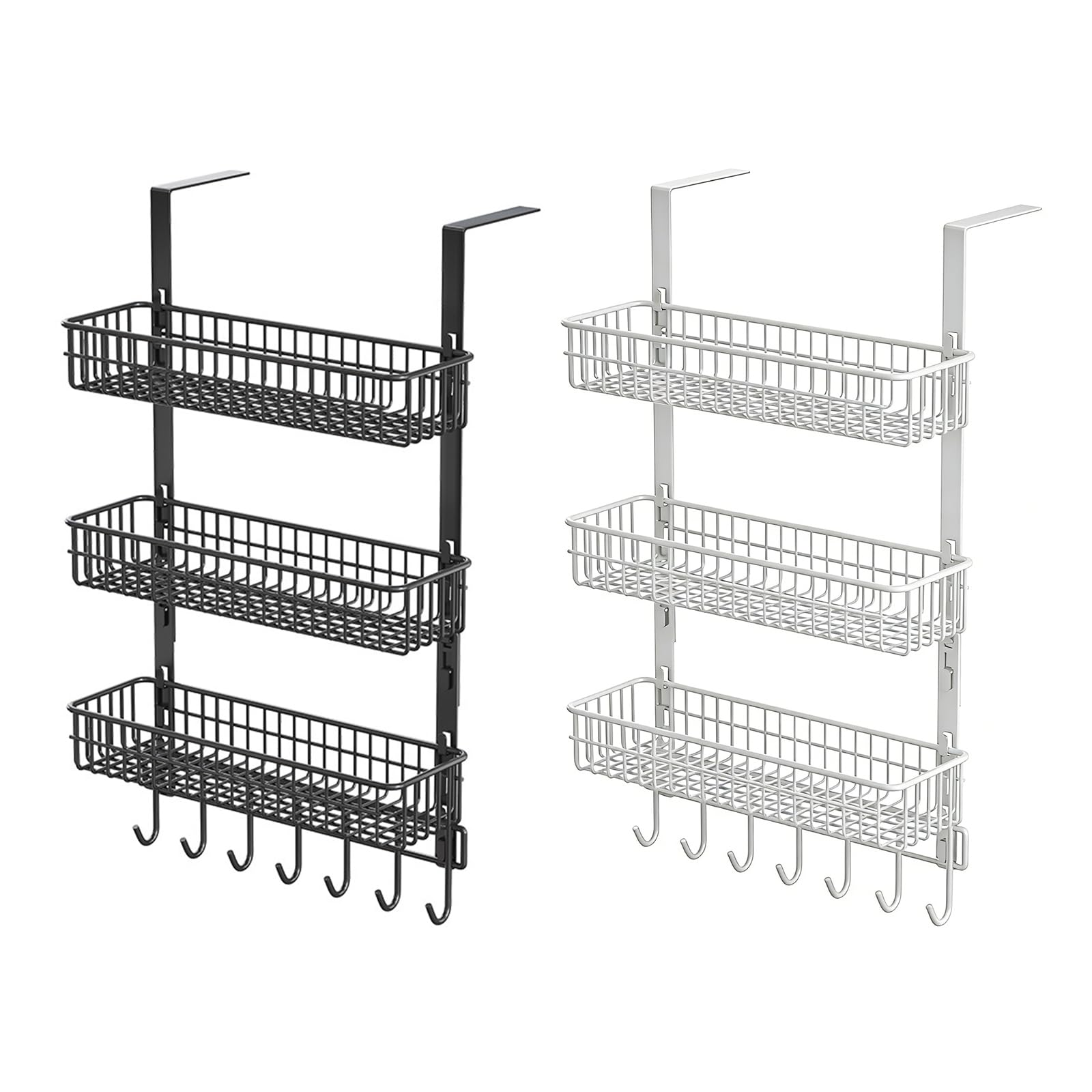 COOLHOOD Moderno estante de almacenamiento de 3 escalones, elegante acabado negro o blanco, se adapta al estante colgante de puerta lateral o pared del refrigerador