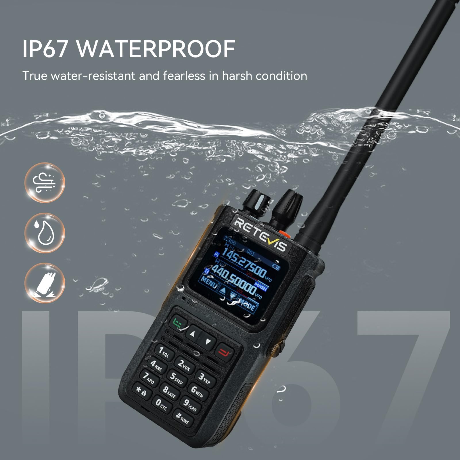 Retevis C1 Walkie Talkies for Adults Ham Radio Transceiver, Walkie Talkie Long Range Group Call, 1800mAh,Ip67 Waterproof - Image 2