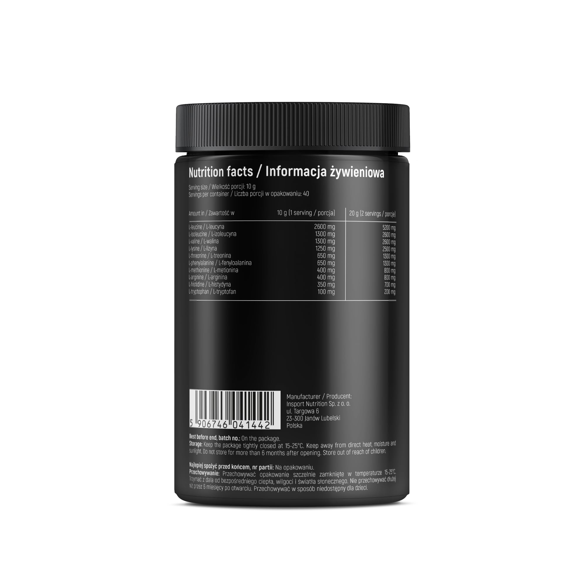 EAA PERFECT - Supplément Sportif Professionnel - Acides Aminés - Soutien à l'exercice - 40 Portions - 400g Poudre - Goût: (Energy Drink)