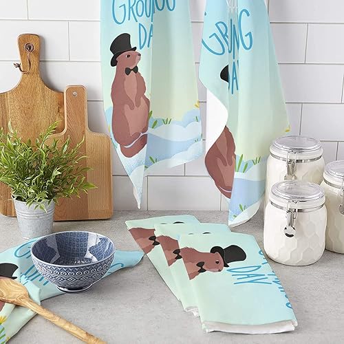 Miniatura 3 de PIEPLE Toallas de cocina para el día de la marmota  1 paquete de toallas absorbentes de microfibra para cocina toallas de mano de cocina toallas de