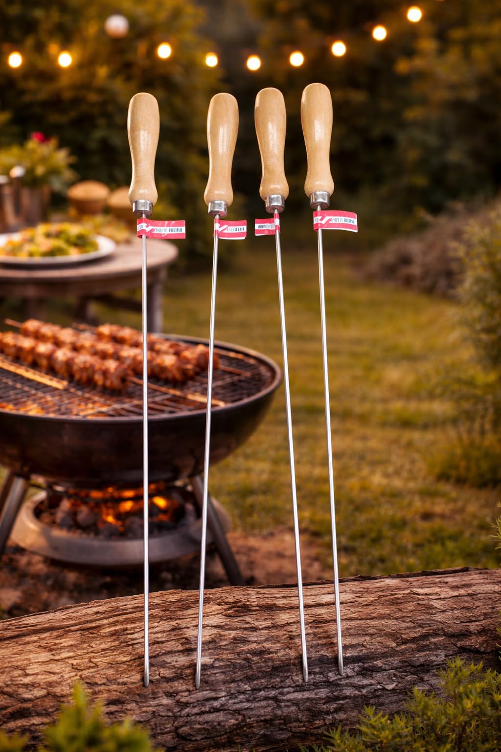 3er Set - BBQ-Spieß 80 cm aus Edelstahl mit Holzgriff – 100% Made in Austria