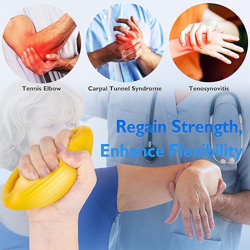 Miniatura 4 de FitBeast Pelotas de ejercicio de mano  3 niveles de resistencia para adultos, pelotas de apretar para terapia de manos, rehabilitación, artritis,