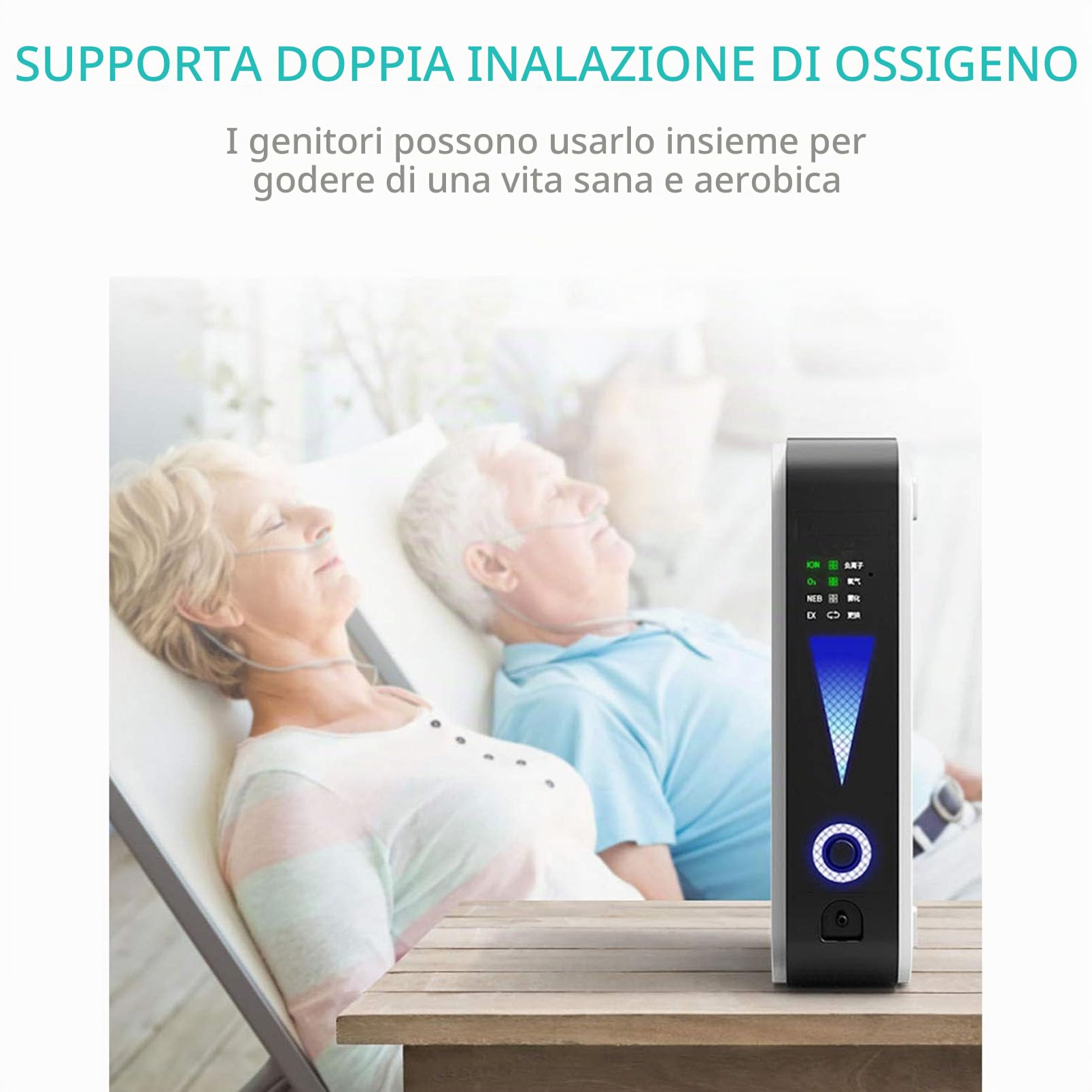 Mini Concentratore di Ossigeno, Generatore Concentratore di Ossigeno Portatile, Macchina per Purificare l'aria ad Elevata Purezza al 93% per Viaggi Auto e Uso Domestico