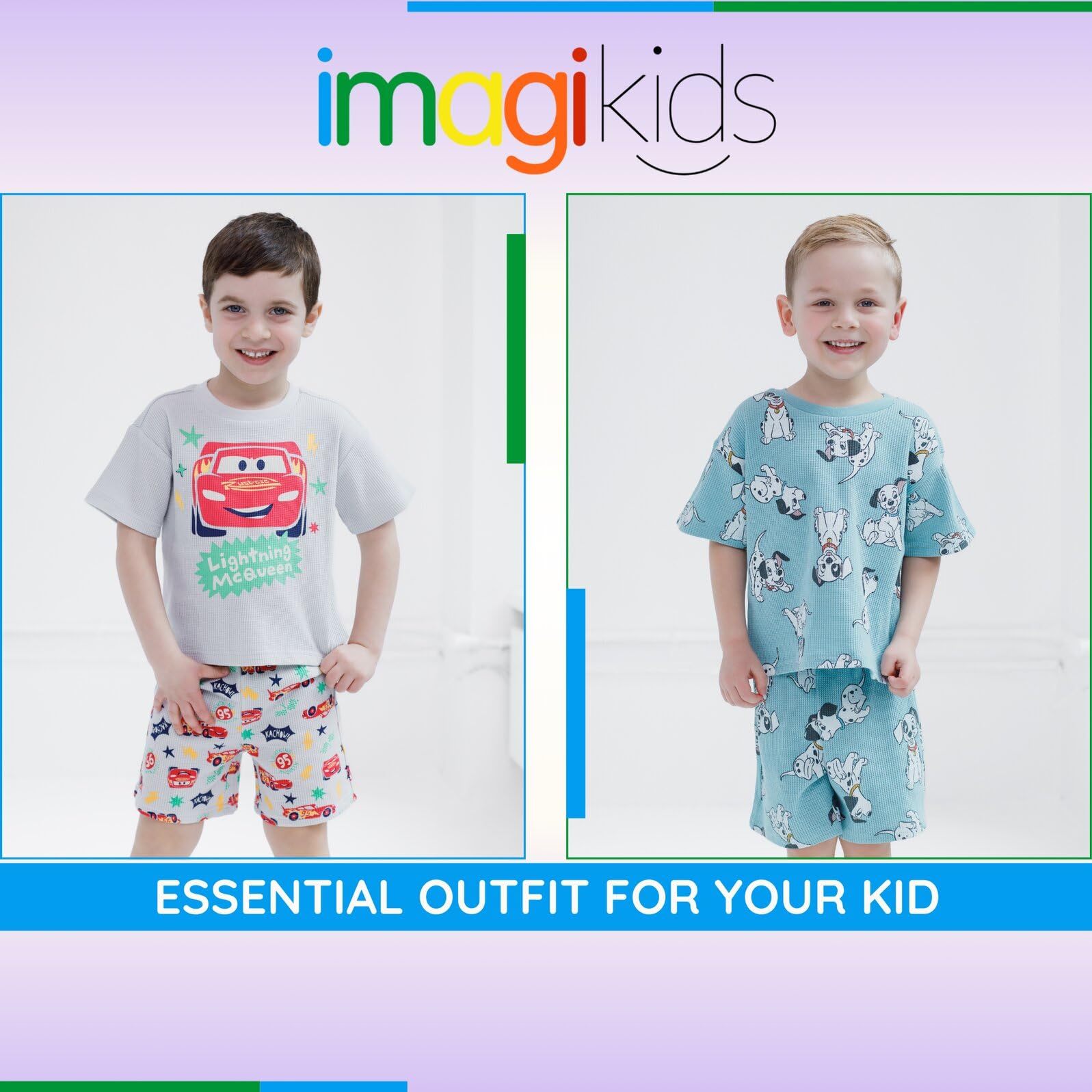 Disney Conjunto de camiseta y pantalones cortos de punto de gofre, para recién nacidos y niños pequeños (de 0 a 3 meses a 5)