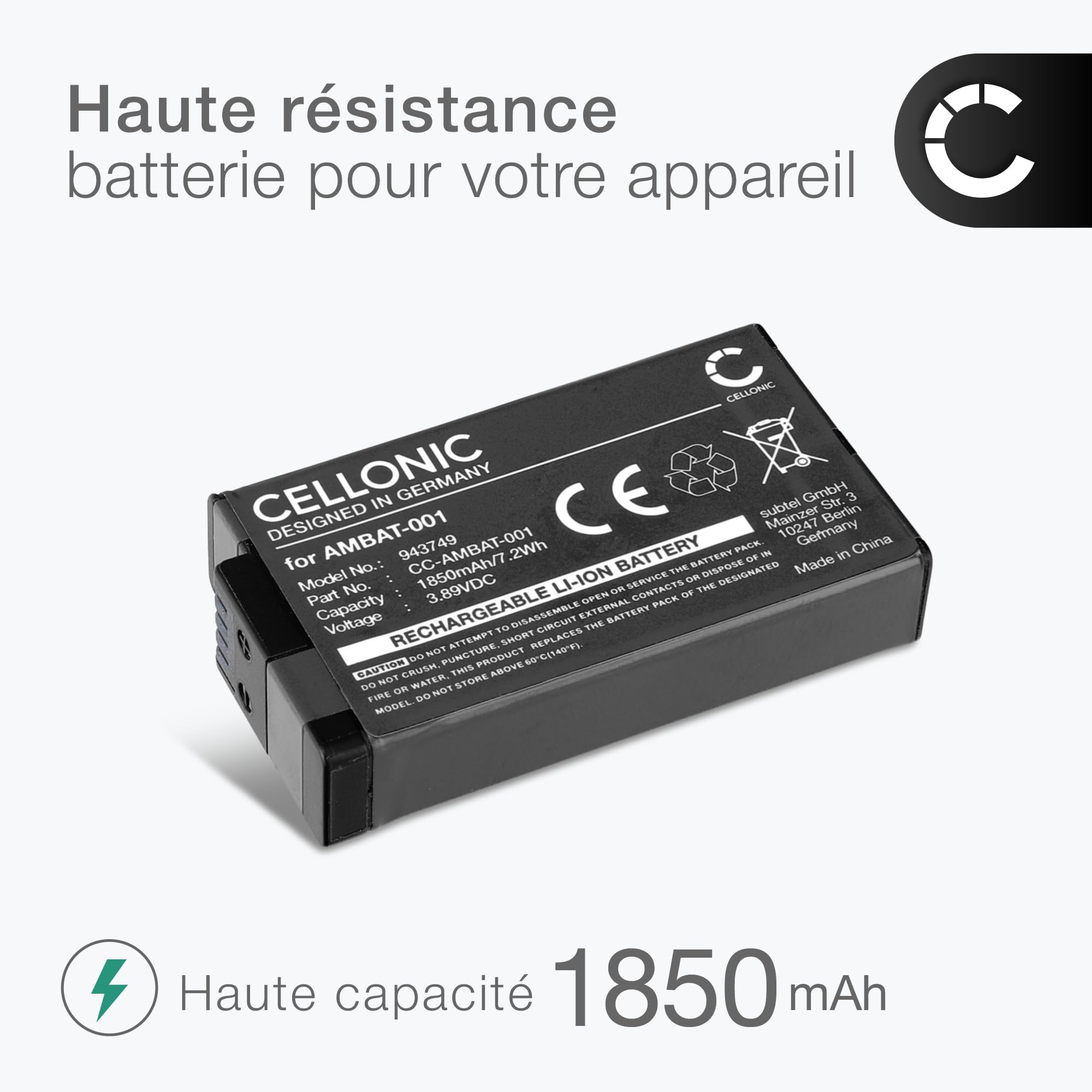 CELLONIC 2X Batterie Compatible avec GoPro Max 2, AMBAT-001