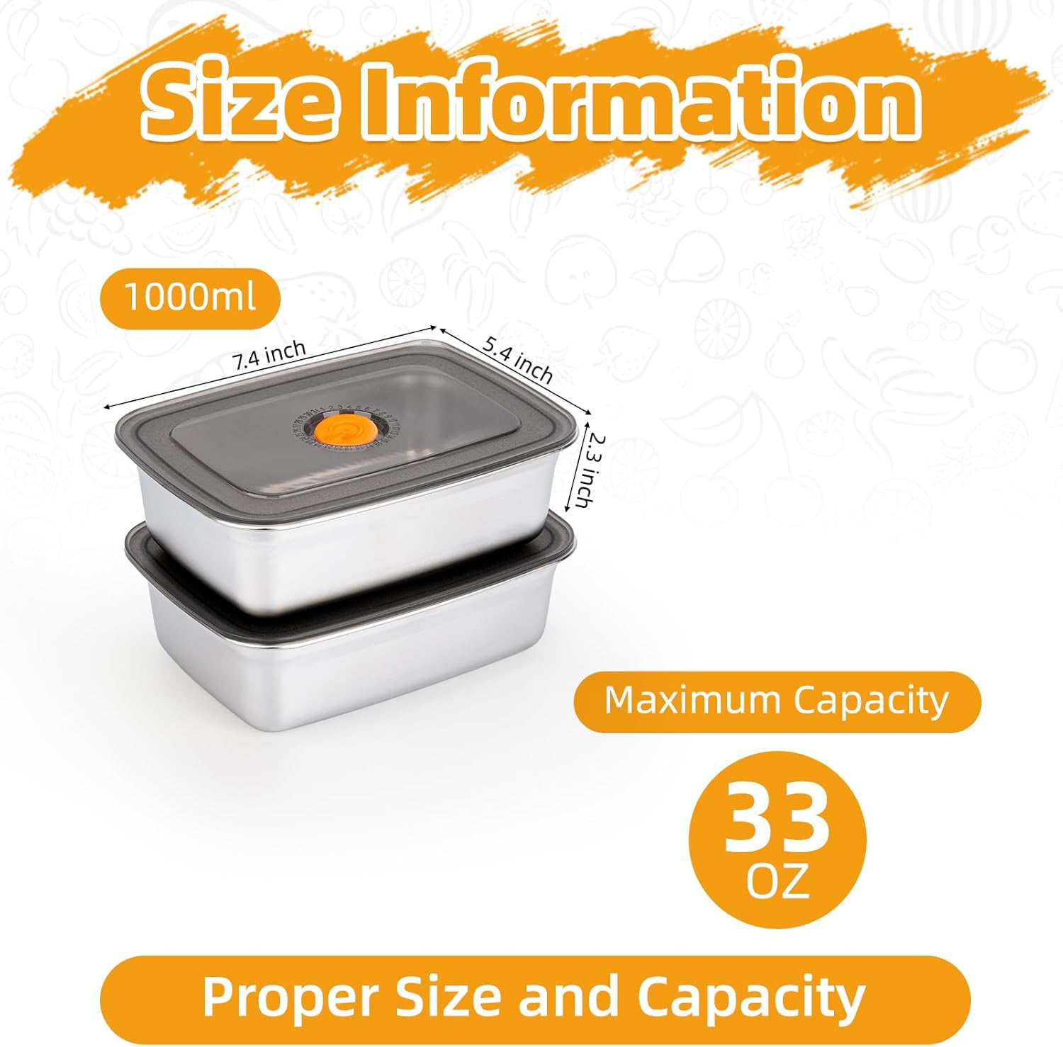 2 PCS Stainless Steel Food Storage Containers(33oz) with Lids Leak Proof & Airtight | Stainless steel freezer Containers,Airtight Bento Lunch Box,For Meal Prep,Fruit,Snack,Freezer - Image 2