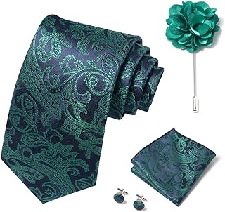 joy alice Ties Set Men Mixed Color Necktie Handkerchief Cufflinks Brooch 3.15 Formal