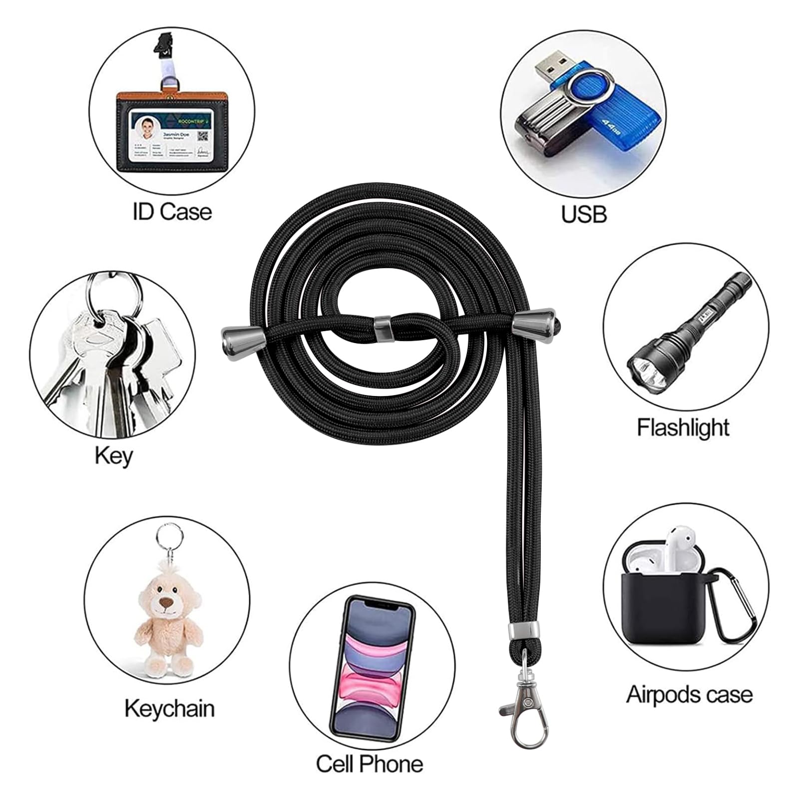 Yoedge Cordino per Cellulare Universale, Regolabile Rimovibile Laccetto Corda da Collo Nylon Catena Collana Tracolla Laccio con 2 Patch per Maggior Parte dei Telefoni e Smartphone,Arcobaleno Giallo