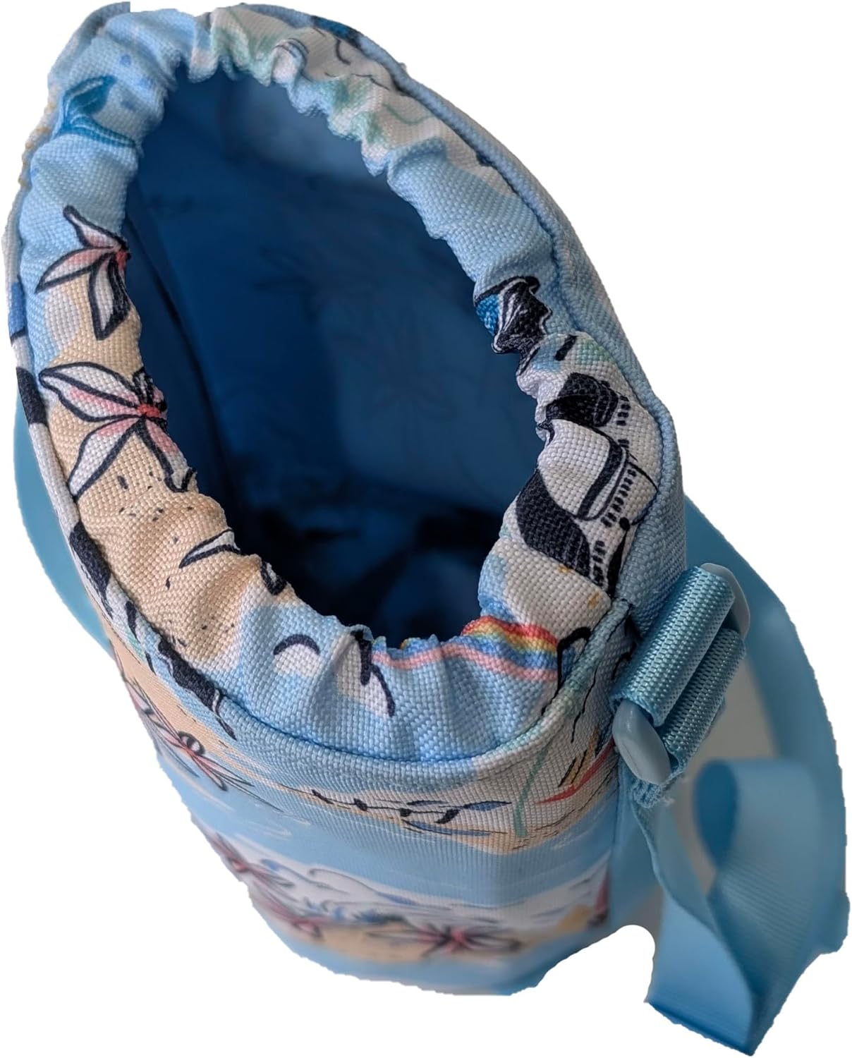 Vera Bradley Beach Print Crossbody Water Bottle Carrier, Stylish Hydration Bag with Convenient Light Blue Design for Women