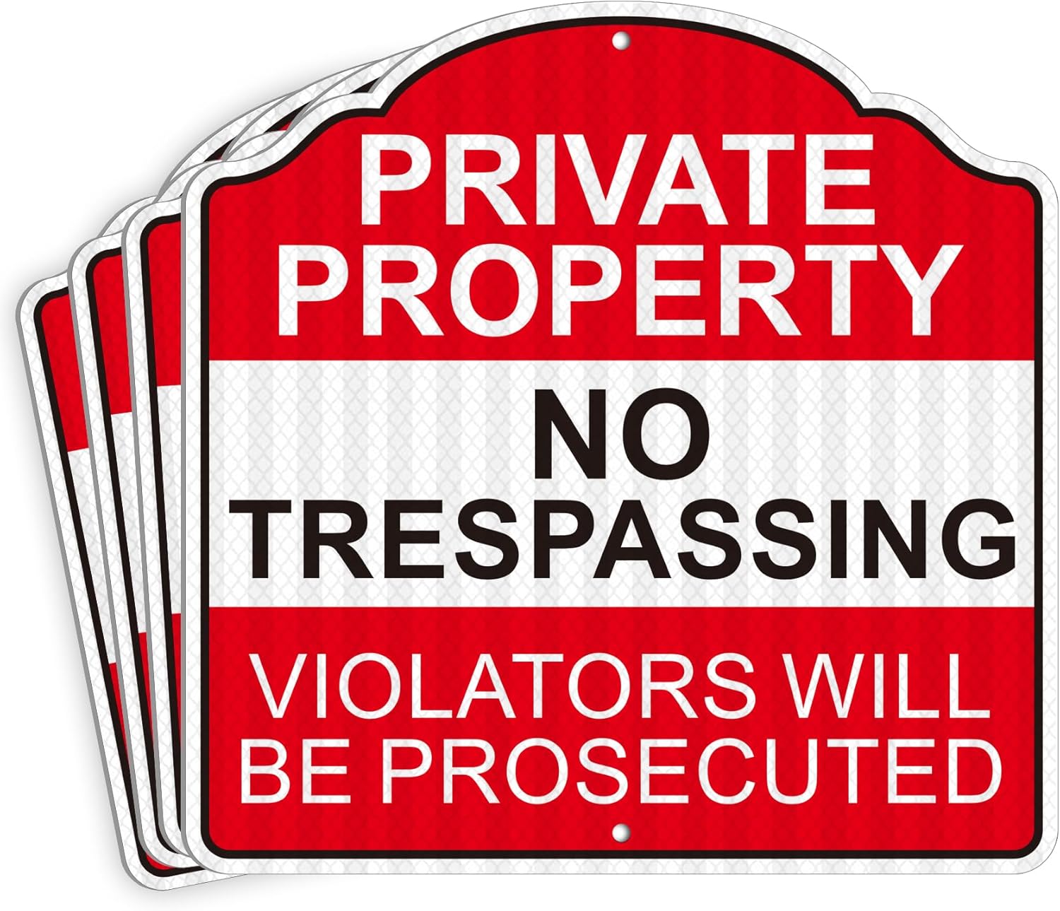 (4 Pack) Reflective Metal Private Property No Trespassing Signs, 12" x 12" Heavy-duty Aluminum Private Property Signs Outdoor, Keep Out Violators Will Be Prosecuted, Weather-resistant