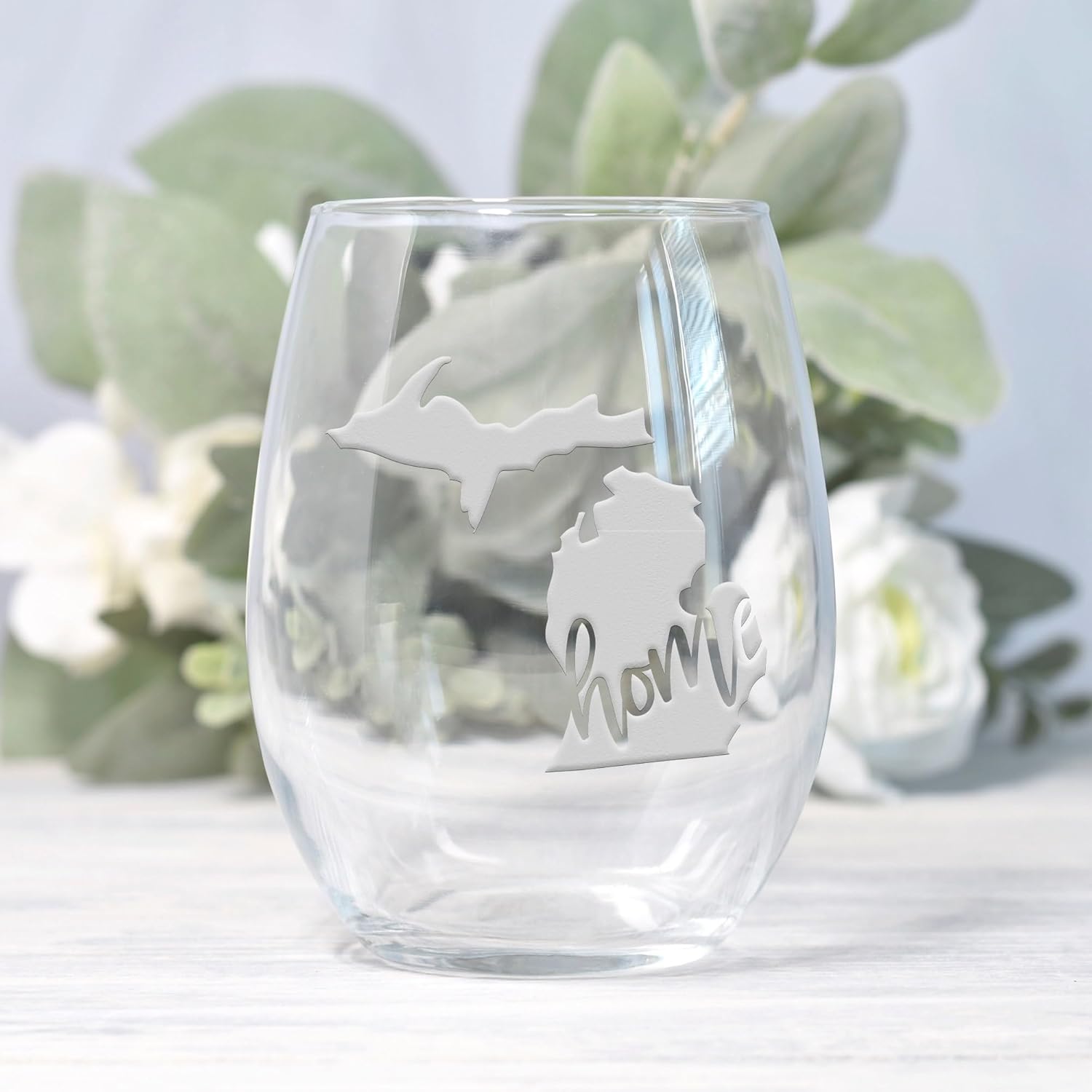 Michigan State Stemless Wine Glass - Michigan Gift, Michigan Fan Gift - 2 Glasses