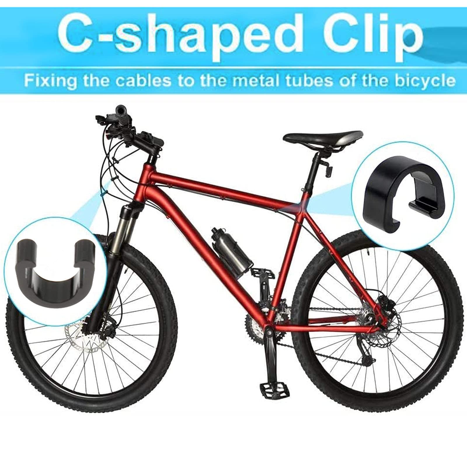 TAODAN 6 Sets Fahrrad-Kabelhalter Aus Aluminium – C-Clips Mit Klebeband Für Brems- & Schaltkabel (4,0–5,5 Mm)