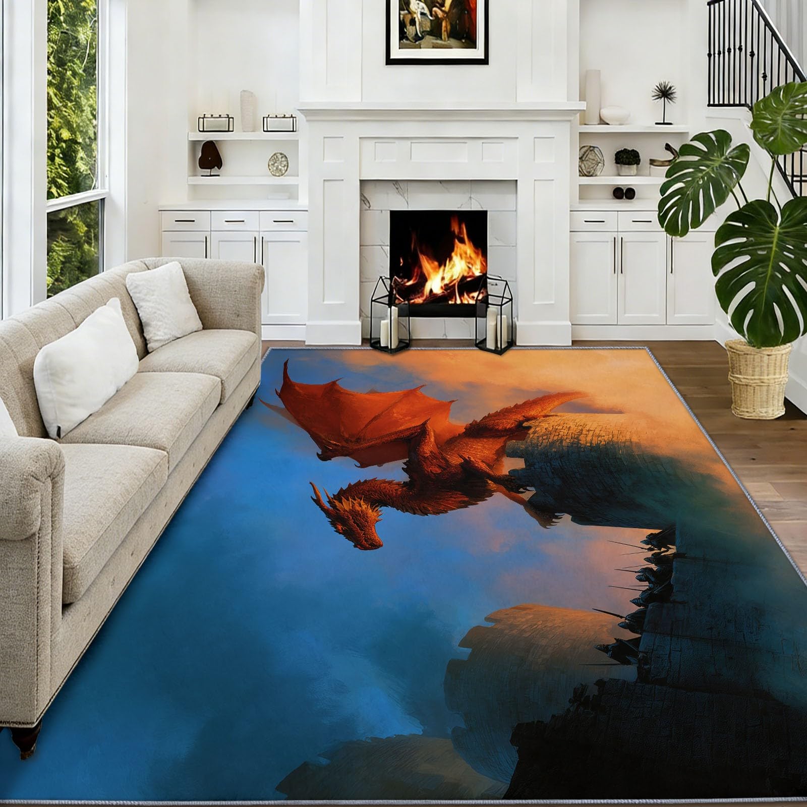 Moquette lavable dragon géant avec envers antidérapant sécurisé