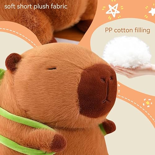 Miniatura 5 de PUPUPANDA Capybara - Peluche de animales de peluche, adorable juguete de peluche de Capybara con mochila de tortuga extraíble, juguete suave y