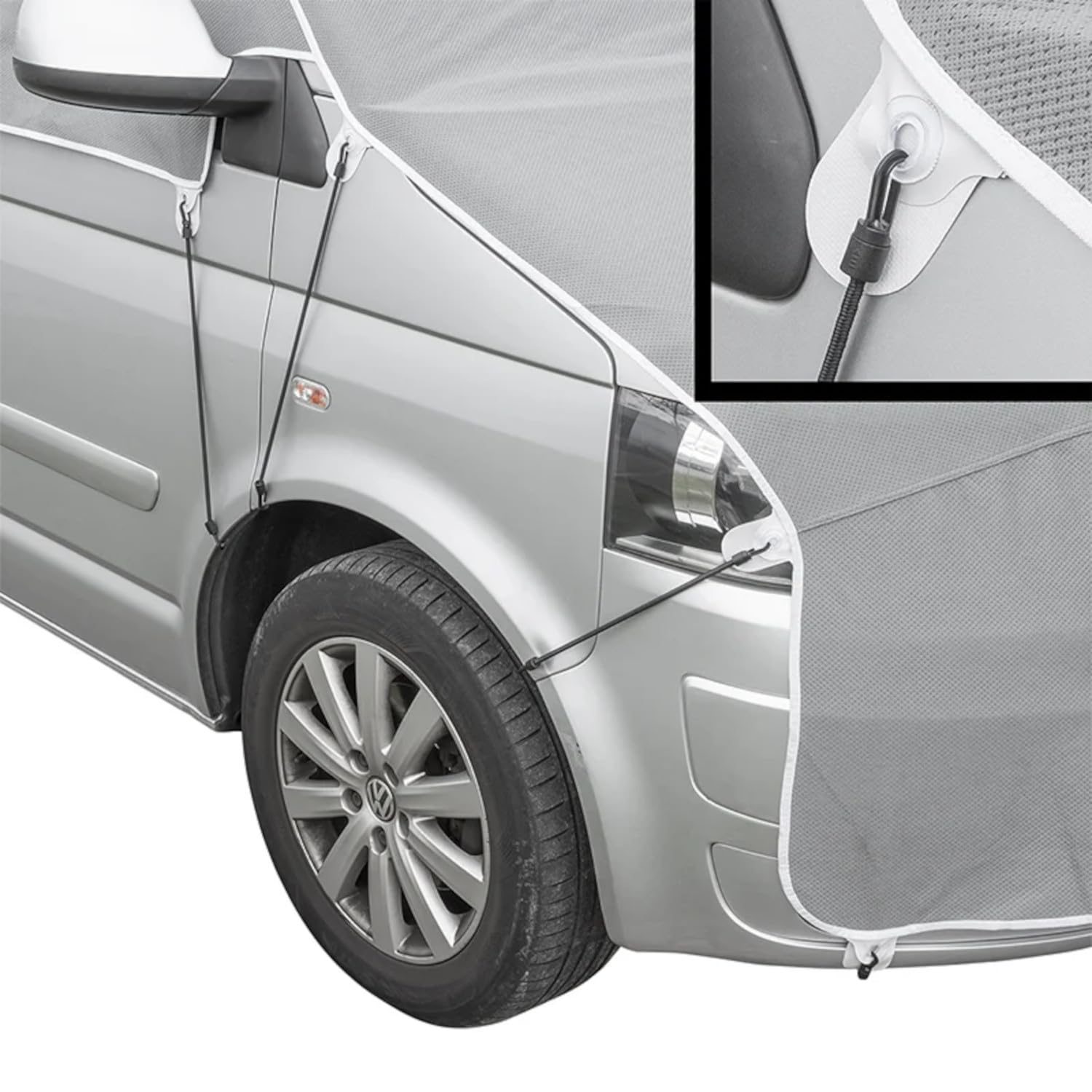 Frontscheiben Abdeckung kompatibel für Verschiedene Marken – Abdeckplane für Wohnwagen mit UV-Schutz 160 GSM Vliesstoff, Spiegelschlitzen & Spanngurten (Kompatibel mit Volkswagen T5 und T6)