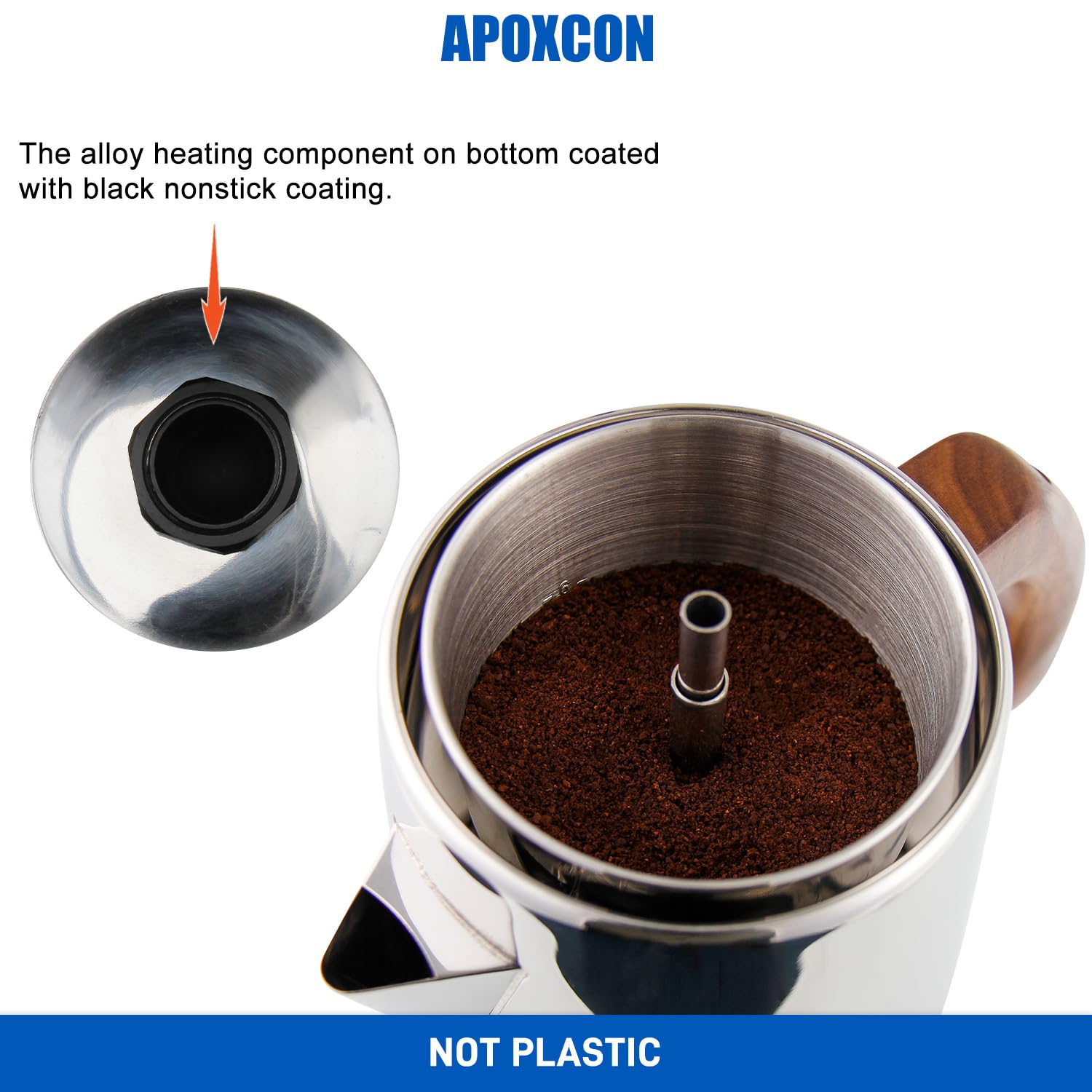APOXCON Stainless Steel Coffee Maker - Keep Warm & Easy Use -5