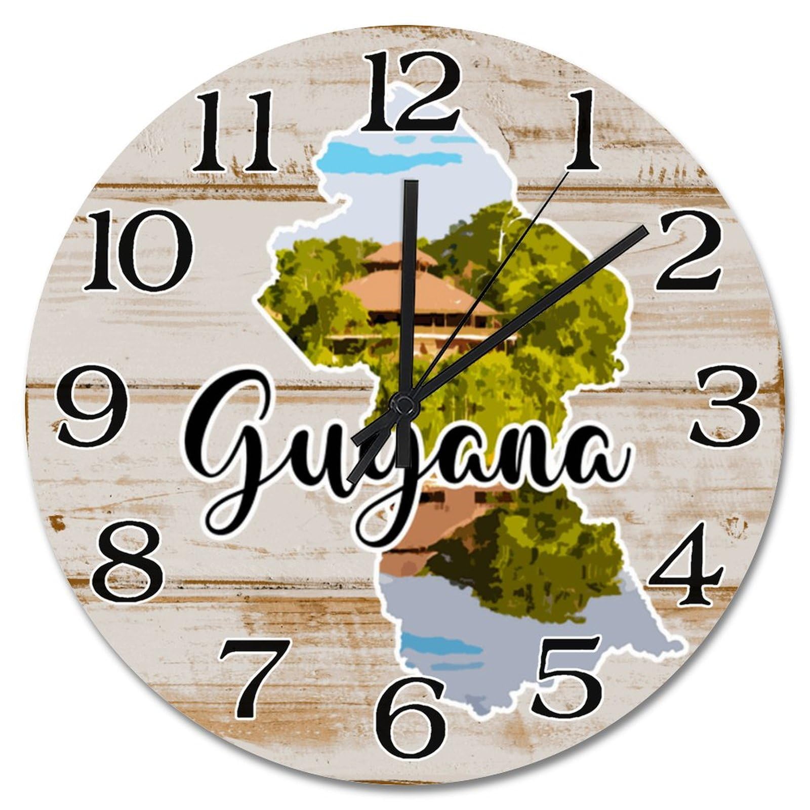 Horloge murale de voyage Guyane pour habiller le mur d'un salon moderne