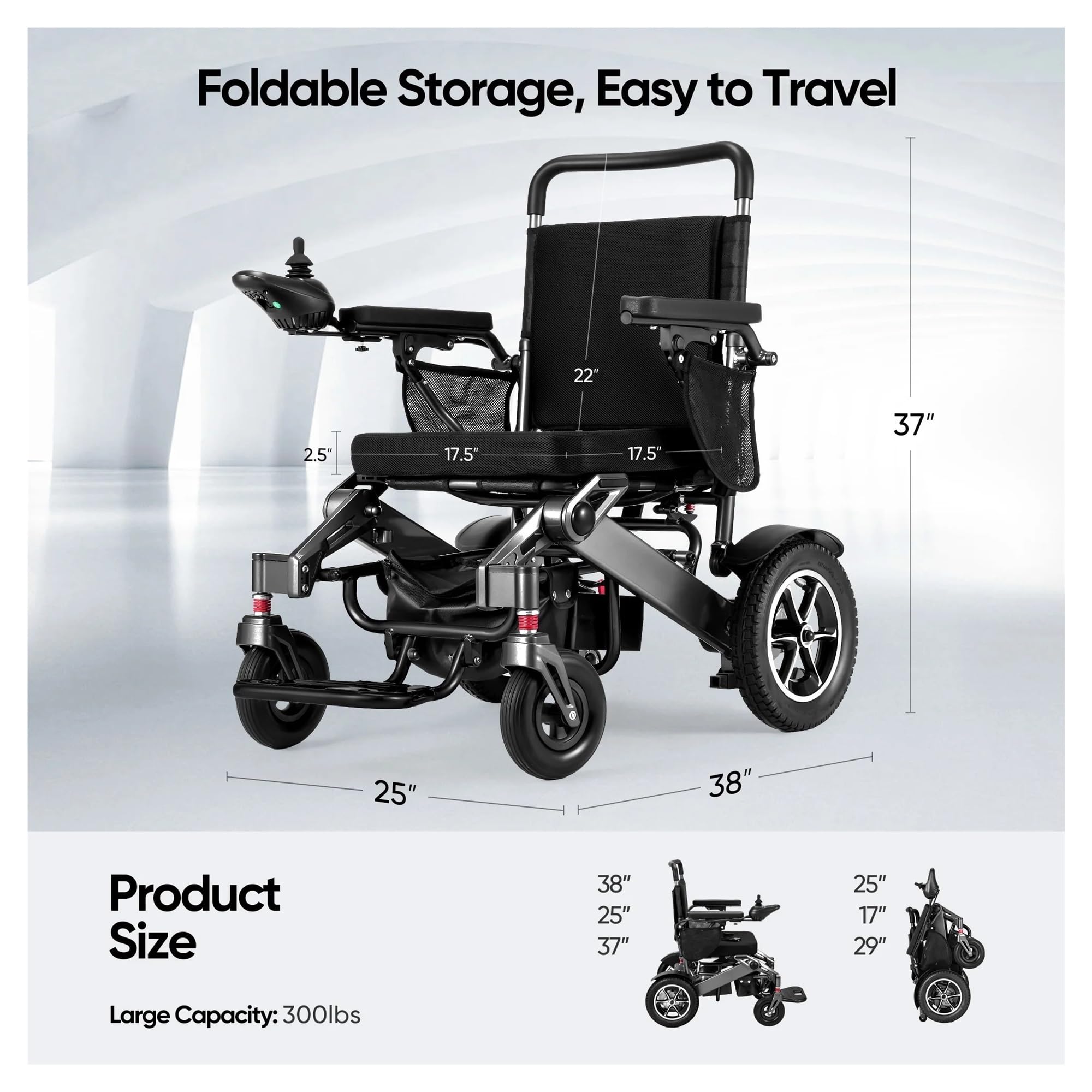 Sedia A Rotelle Elettrica Portata Di Viaggio 30KM A In Alluminio Da 500 W Pieghevole Leggera E Resistente Alle Intemperie Comodo E Facile Da Usare