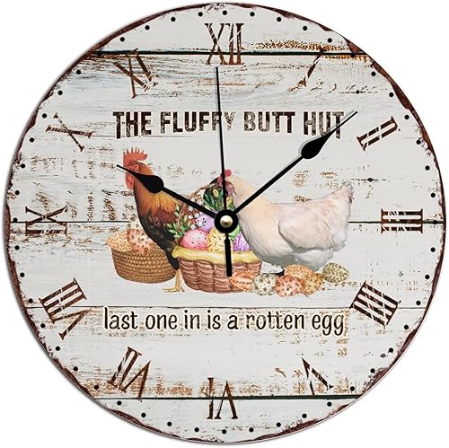 Reloj de gallina con diseño de gallina de granja, con diseño de gallinero, funciona con pilas, reloj silencioso de PVC para pared, para el hogar,