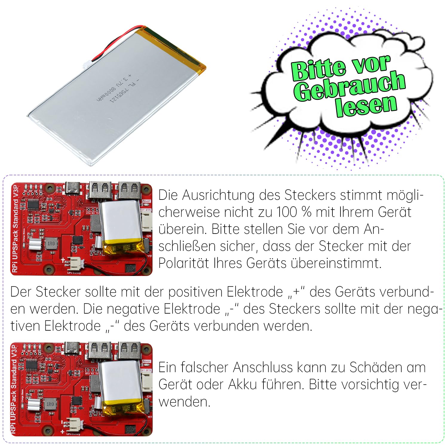 Batterie Lithium Polymère 3.7V 8200mAh 7565121 - Rechargeable Pour DIY, GPS, Enceinte Bluetooth, LED